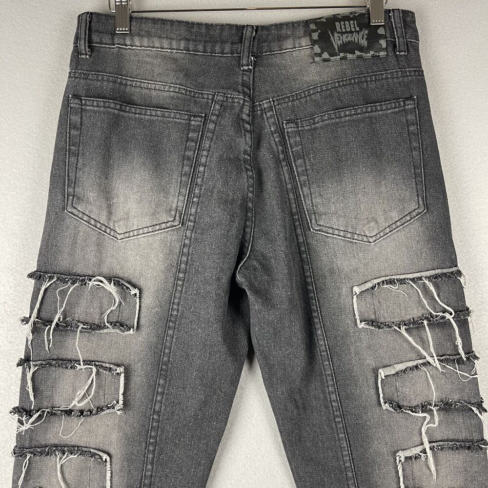 Vintage Rebel Vengeance Distressed Jean Mens 32x32 Black Rock Goth Grunge READ - Picture 9 of 16